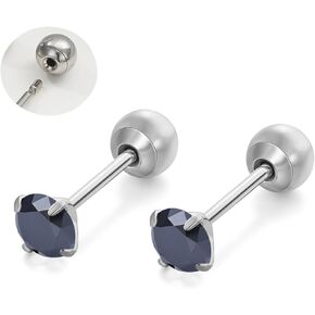 Cartilage Cubic Zirconia Earrings Titanium Earrings Push-in Threadless Ball Lock Closure Stud Earrings Studs for Lobe Helix Tragus Piercing Jewelry