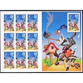 Wile E. Coyote & Road Runner Looney Tunes Sheet of 10 33-Cent Stamps, US, Scott 3391