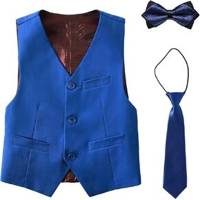 Boy's Suit Vest with Bowtie and Tie Kids Suits for Boy Adjustable Back Strap Vest Set