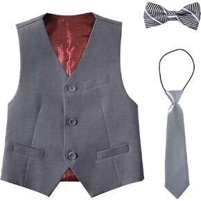 سترة بدلة للأولاد مع ربطة عنق وربطة عنق للأطفال تناسب الصبي مجموعة سترة بشريط خلفي قابل للتعديل in Kuwait