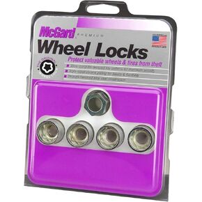 McGard 24014 Wheel Lock Set 9/16-18 NUT UHC(Under Cap) Cone SEAT, Silver, 4 Locks / 1 Key
