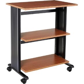Safco Products Muv Adjustable Printer Stand 1881CY, Cherry Top, Black Frame, Swivel Wheels, Two Adjustable Shelves