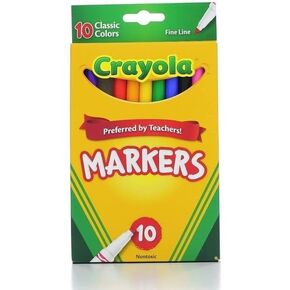 Crayola 58-7726 Classic Fine Line Markers Assorted Colors 10 Count, 2 Pack