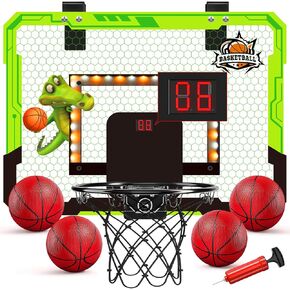 Indoor Mini Basketball Hoop for Kids, Over The Door Basketball Hoops, Mini Hoop Basketball with Scoreboard, 4 Balls, Birthday Gifts Toys for 5 6 7 8 9 10 11 12 Year Old Boys Girls