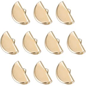 uxcell 100Pcs Ribbon Crimp Clamp Ends, 20mm Half Round Bookmark Pinch Cord End Clasps for DIY Craft Making, Platinum Tone