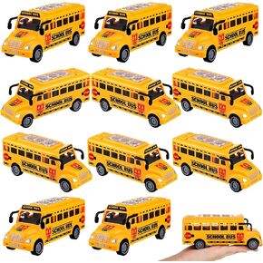 12 Pcs 6.5 Inches Christmas Large Pull Back School Bus Toy Bulk Plastic Large Yellow School Bus Playset Model Toy Car for Birthday Party Supplies Favors Xmas Gift