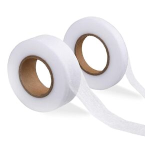 2 Rolls Hemming Tape Double Sided Fusing Hem Tape White Adhesive Hem Tape Fabric Fusing Tape Hem Tape for Pants No Sewing Required for Clothes Crafting Projects(0.3/0.9 Inch X 82 ft)