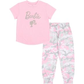 Barbie Girls Matching Family Pajama Shirt and Pants Sleep Set Little Kid to Adult Sizes (4 - Large)