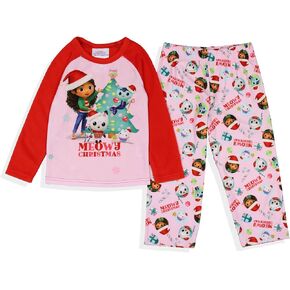 INTIMO Gabby's Dollhouse Toddler Girls' Meowy Christmas Show Sleep Pajama Set