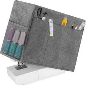 Sewing Machine Case, 12.6" Height Sewing Machine Cover with 4 Sewing Accessories Pockets, Protective Sewing Machine Dust Cover Compatible with Most Sewing Machine Brother/Singr (Grey)