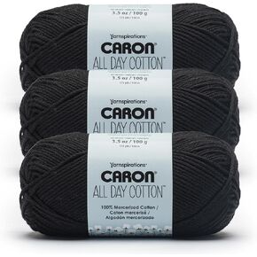 Caron All Day Cotton - 3 Pack of 173 Yards/3.52 oz Country Blue 100% Mercerized Cotton Yarn