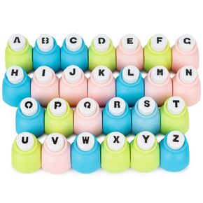 LOVEINUSA 26PCS Alphabet Paper Punch Set, Letter Shape Punch Multicolor Paper Puncher for DIY Crafting Projects Early Learning