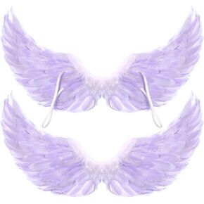 Jenaai 2 Pieces Halloween Angel Wings Feather Wings with Elastic Straps Cosplay Wings for Halloween Costume Party Women