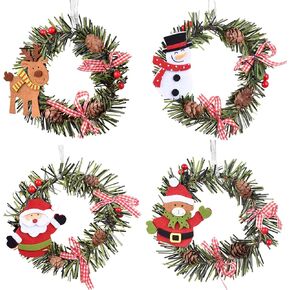 Orgrimmar 4 Pcs Christmas Pine Wreaths for Front Door Christmas Holiday Indoor Home Decor