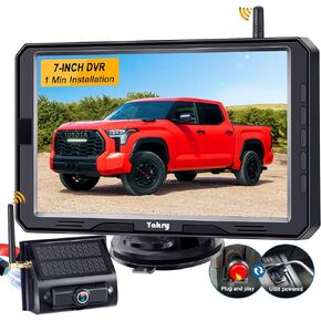 Solar Wireless Backup Camera for Truck: 1 Min Easy Install HD 1080P Strong Magnetic RV Camera - 7 Inch Recording Monitor Stable Signal Rear View Camera Kit for Car SUV Trailer Small RVs Y01