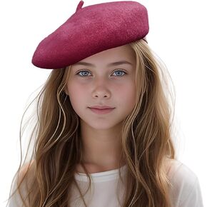Jastore Kids Beret Hats for Girls French Wool Berets Hat Classic Fashion Warm Beanie Cap for Toddler Little Girl