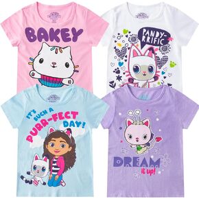DREAMWORKS GABBY'S DOLLHOUSE Girls 4 Pack Short Sleeve T-Shirt for Big Kids