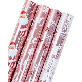 WRAPAHOLIC Wrapping Paper Roll - Rose Gold and Pink Set for Birthday Holiday Wedding Baby Shower - 3 Rolls - 30 inch X 120 inch Per Roll