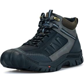 UPIShi Men's Hiking Waterproof Leather Boots Walking Lightweight Working Trekking Outdoor Casual Breathable Shoes