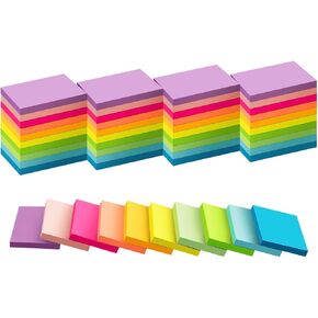 (50 Pads) Sticky Notes 1.5x2, 10 Colors Self Sticky Notes, Sticky Pads, Recyclable, Self-Stick Pads, Easy to Post for Home, Office, Notebook