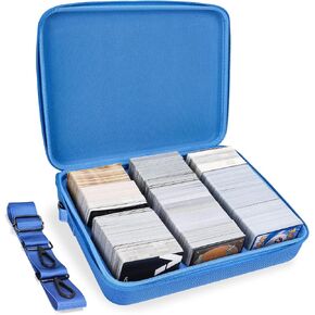 حافظة بطاقات تجارية لتخزين أكثر من 2200 بطاقة، صندوق تخزين بطاقات MTG مناسب لـ TCG، القائد السحري، ضد الإنسانية، بطاقات يوجيوه، صندوق تخزين البطاقات الرياضية (أزرق)