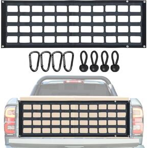Tailgate Net for Pickup Truck Bed - Cargo Trucks Bed Divider for Full Size Truck 60'' x 18'' (Black) - Mesh Tail gate Competible with Chevy, Ford, Tacoma, Toyota, Ram,PVC Tarpaulin