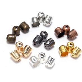 50Pcs Multicolor Tassel Leather Cords Buckle End Tip Cap Suede Fiber Crimps End Beads Caps Metal Cord End Cap for Jewelry Making End Caps Supplies DIY, Jewelry Findings (12 x 12mm)
