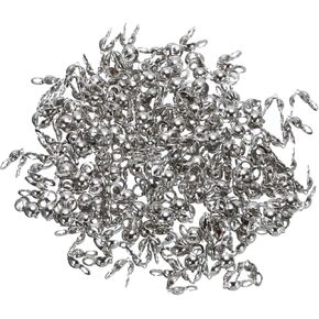 MECCANIXITY 400Pcs End Cap Knot Cover 4mm Dia Clamshell Metal Plated Open Bead Tips End Caps 8mm Length End Caps Brass for DIY Bracelet Jewelry Making, Gold