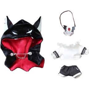 niannyyhouse 10cm 20cm Doll Clothes Shawl Bow Tie Shirt Pants Belts Demon Suits Plush Doll Dress Up Accessories (Black, 20cm)