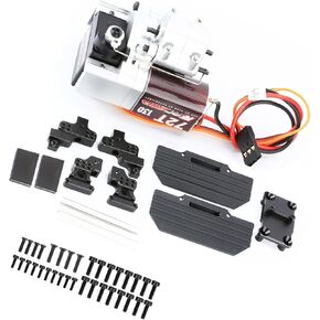 RCAWD SCX24 2 Two Speed Transmission Gearbox & 130 Motor & Shock Tower & Skid Plate for Axial 1/24 SCX24 AX24 Upgrades Part Black