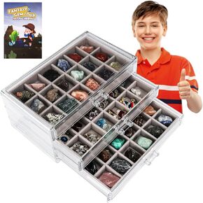 Rock Collections Box for Kids - Rock Display Case for Collectibles - Rock Collection Storage - Display Shelf for Collectibles - Rock Collection Display Case Generation 2