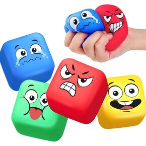 Stress Balls Fidget Toys for Kids: 4 Pack Squeeze Stress Cube for Anxiety Relief - Slow Rising Squishy Ball Sensory Fidget Toys for Kids Adults Autism, Classroom Prize Toys