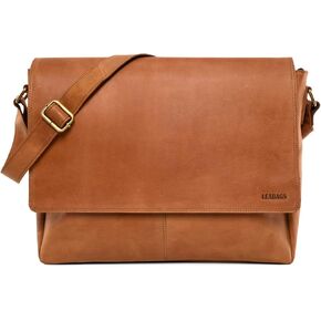 LEABAGS Acapulco genuine buffalo leather shoulder bag I Vintage look I 15 inch laptop I Office Messenger bag I Briefcase