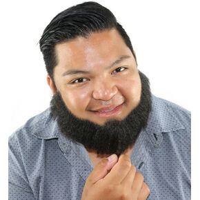 City Costume Wigs Professional Black Human Hair Laced Back Full Faced Beard