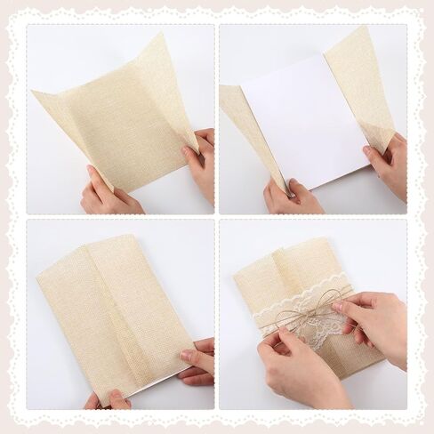 25 مجموعة من سترات Boho Vellum لدعوات 5 × 7 بطانات مغلف من الدانتيل الخيش وأكمام دعوة الزفاف مع حبل لبطاقات الزفاف وسكرابوكينغ استحمام الطفل وحفلات أعياد الميلاد in Saudi Arabia