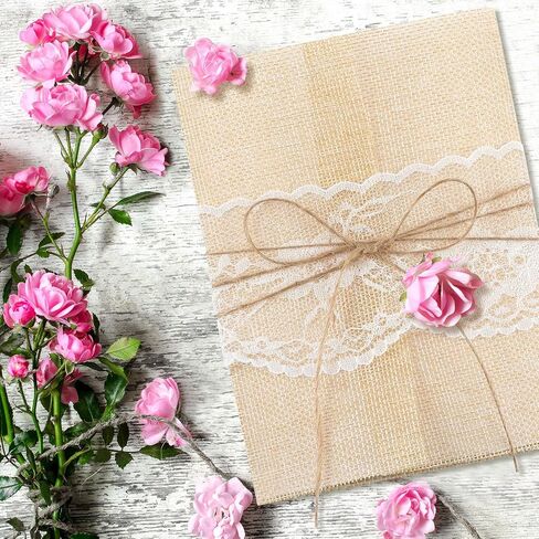 25 مجموعة من سترات Boho Vellum لدعوات 5 × 7 بطانات مغلف من الدانتيل الخيش وأكمام دعوة الزفاف مع حبل لبطاقات الزفاف وسكرابوكينغ استحمام الطفل وحفلات أعياد الميلاد in Saudi Arabia