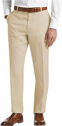 Men's Summer Linen Pants Lightweight Classic Regular Fit Dress Suit Pants for Men in Saudi Arabia