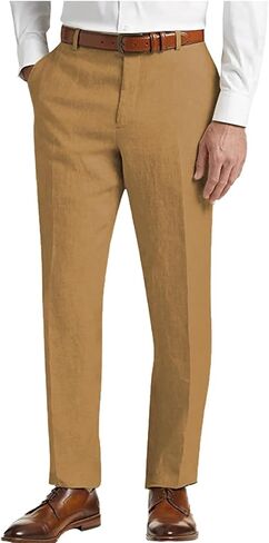 Men's Summer Linen Pants Lightweight Classic Regular Fit Dress Suit Pants for Men in Saudi Arabia