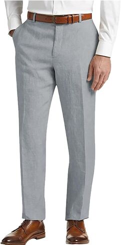 Men's Summer Linen Pants Lightweight Classic Regular Fit Dress Suit Pants for Men in Saudi Arabia