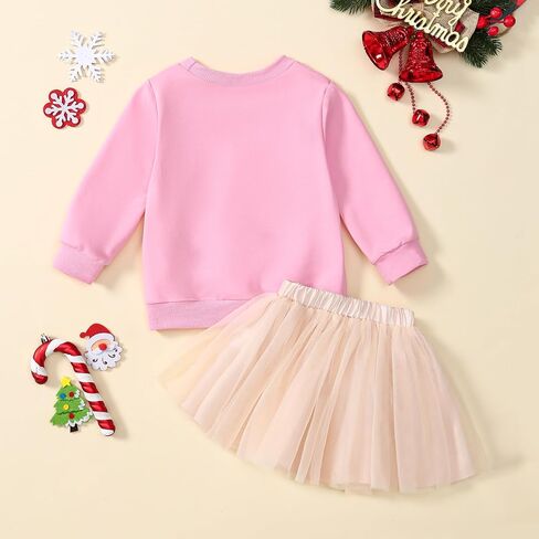 Toddler Girl Christmas Outfit Santa Claus Sweatshirt+Tutu Gauze Skirts Winter Clothes 1-5T in Kuwait