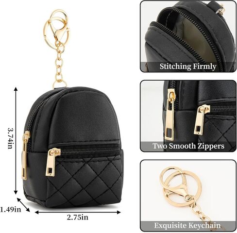 WOZEAH Mini Backpack Keychain for Women,Small Change Pouch Coin Purse with Zipper for Key Card Lipstick Headset Cosmetics Bag（N Pink） in Kuwait