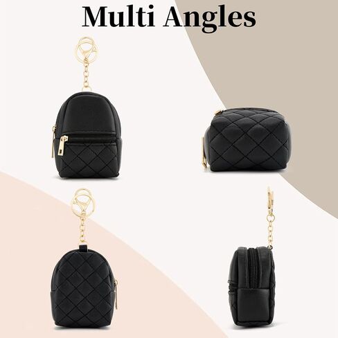 WOZEAH Mini Backpack Keychain for Women,Small Change Pouch Coin Purse with Zipper for Key Card Lipstick Headset Cosmetics Bag（N Pink） in Kuwait