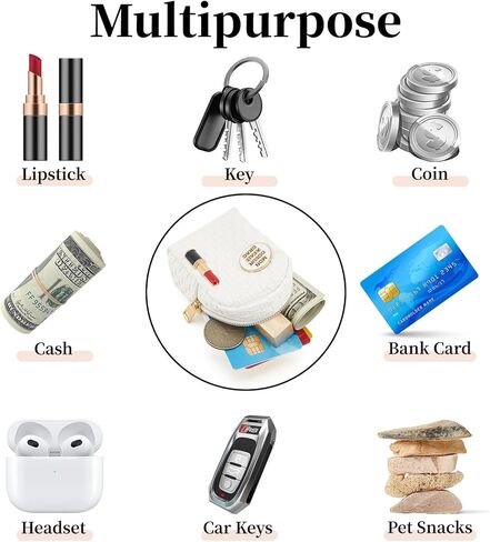 سلسلة مفاتيح حقيبة ظهر صغيرة من WOZEAH للنساء، حقيبة صغيرة لتغيير العملات المعدنية مع سحاب لبطاقة المفاتيح وأحمر الشفاه وحقيبة مستحضرات التجميل (وردي N) in Kuwait