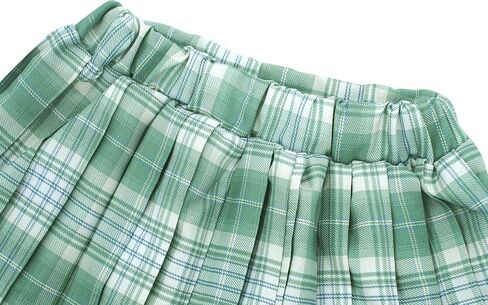 Kids Girls Pleated Plaid Skirt with Inner Shorts Elastic High Waist School Uniform Mini JK Skorts in Saudi Arabia