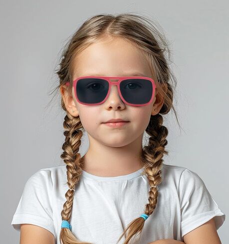 FEISEDY Kids Polarized Sunglasses Flexible TPEE Rubber Toddler Aviator Shades with Strap for Boys Girls Age 3-9 in Saudi Arabia
