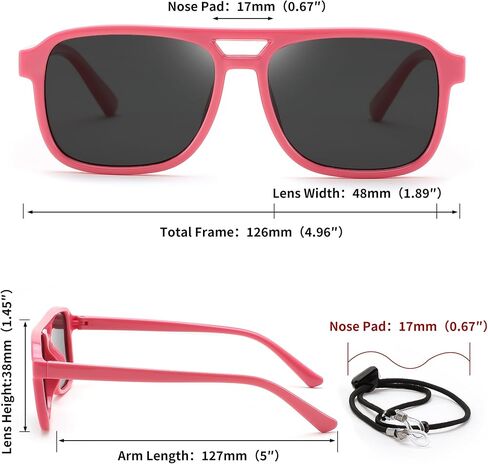 FEISEDY Kids Polarized Sunglasses Flexible TPEE Rubber Toddler Aviator Shades with Strap for Boys Girls Age 3-9 in Saudi Arabia