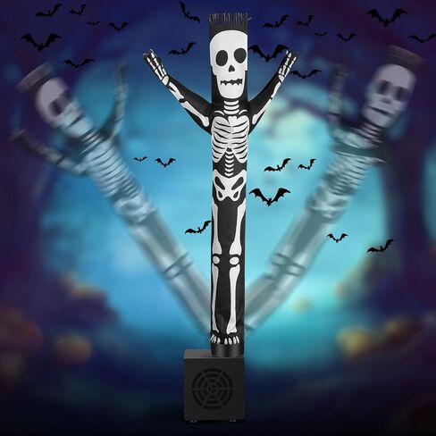 بوين الهالوين أحمق يلوح أنبوب صغير قابل للنفخ، هيكل عظمي يلوح بالرقص أنبوب رجل مع منفاخ هيكل عظمي للهالوين الرعب ديكور طاولة سطح المكتب لهدايا الحفلات in Saudi Arabia