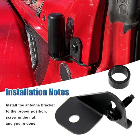 Sporacingrts هوائي جبل سائق راديو جانب جبل قوس بالقرب من غطاء محرك السيارة الجانب الأمامي قوس سائق متوافق مع 2018-2021 جيب جلاديتور JT وجيب رانجلر JL in Kuwait
