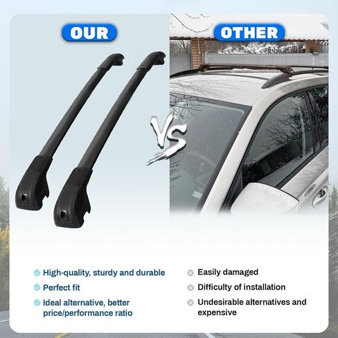 Lockable Roof Rack Cross Bars Compatible with 2014-2023 Jeep Cherokee (Only for Raised Side Rails), 200 lbs Load Capacity Aluminum Cargo Bars for Rooftop Cargo Carrier Luggage Bike in Kuwait