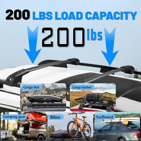 Lockable Roof Rack Cross Bars Compatible with 2014-2023 Jeep Cherokee (Only for Raised Side Rails), 200 lbs Load Capacity Aluminum Cargo Bars for Rooftop Cargo Carrier Luggage Bike in Kuwait
